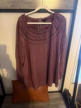 torrid dusty mauve lace-trim boho tunic